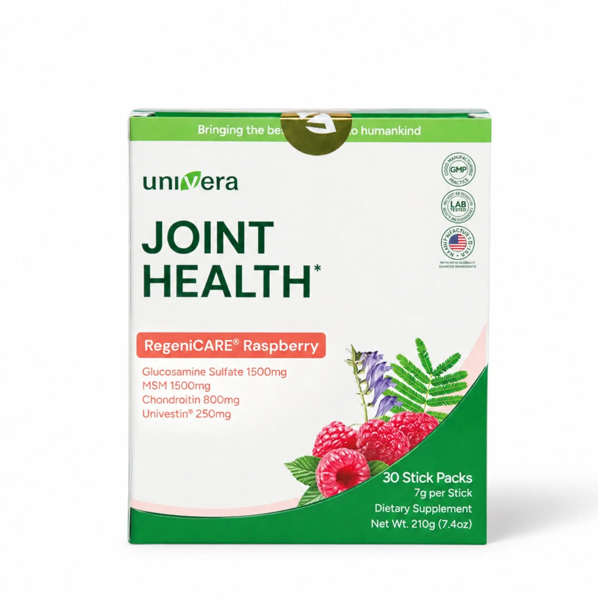 RegeniCARE® | Joint Health Formula | Glucosamine, MSM & Univestin® | Raspberry Stick Packs