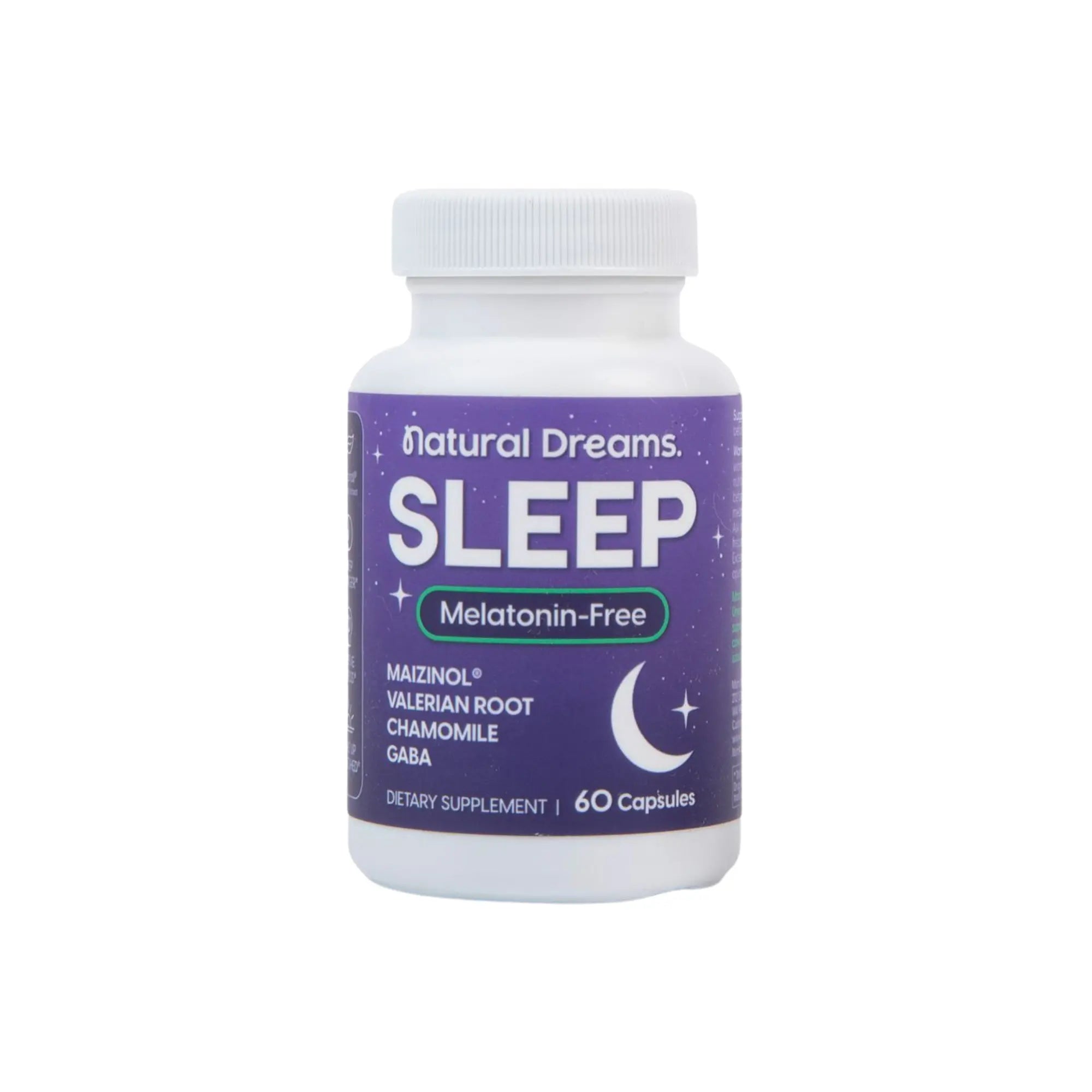 Bottle of Natural Dreams Sleep supplement on a white background