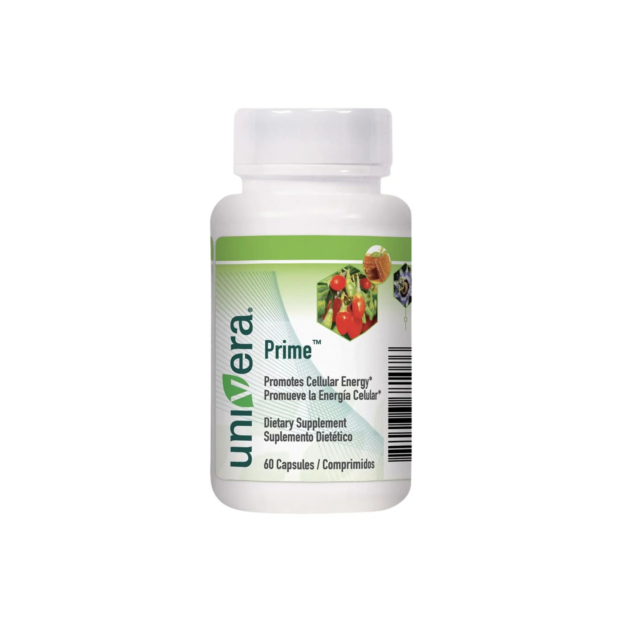 Univera Prime dietary supplement bottle on a white background
