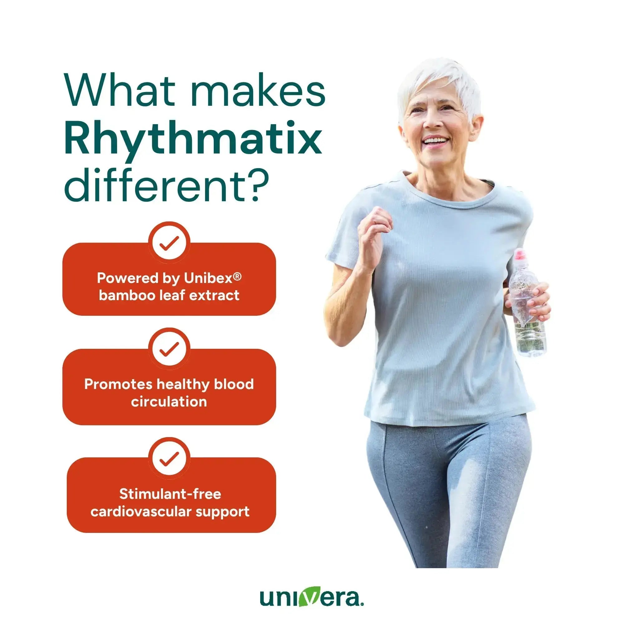 Rhythmatix by Univera with a text saying its unique selling points