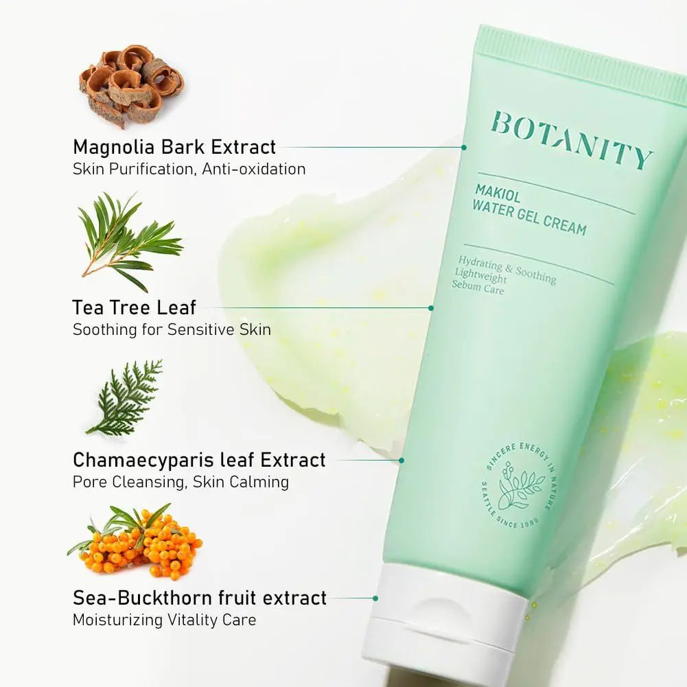 Botany skincare product with ingredients listed on a white background