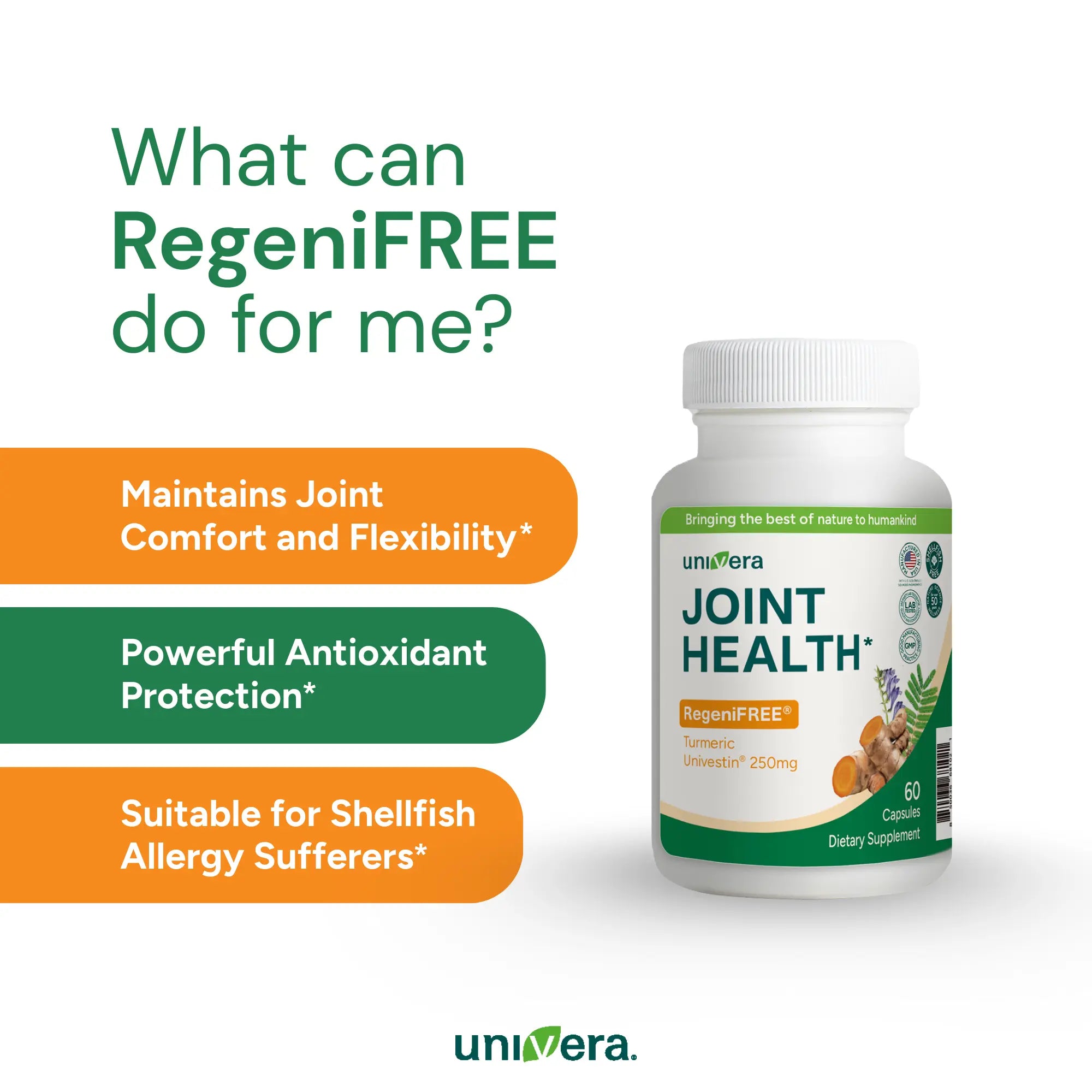 Univera Joint Health supplement bottle with its uses on a white background