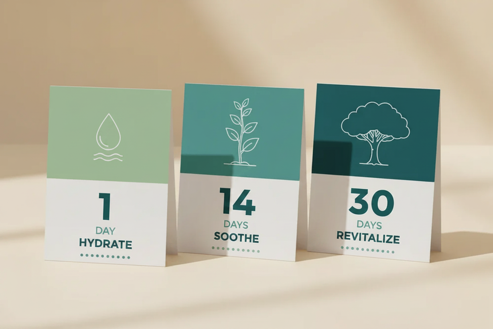 Makiol Water Gel Cream – Standing Journey Cards Day 1 · 14 Days · 30 Days